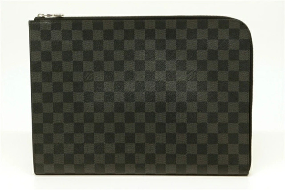 LOUIS VUITTON Pochette Jour Clutch Bag Damier Graphite Black